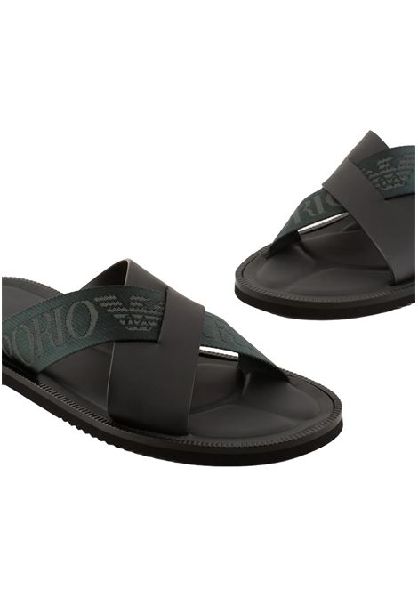 Crossed sandals in leather and logo ribbon EMPORIO ARMANI | sandals | X4P124 XN787K001